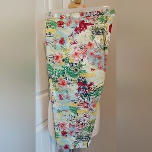 Vintage Blue Petite Hawaiian Style Capris #0236